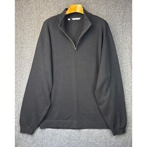 Cutter & Buck Mens XXL Black Cotton Quarter Zip Pullover Sweater Soft Knit Golf